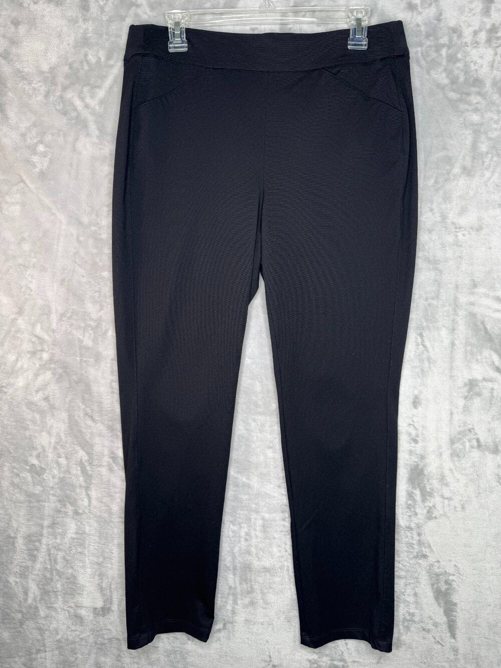 Chico's Travelers Pants Womens Medium Black Ankle Pull On Stretch Knit Elastic